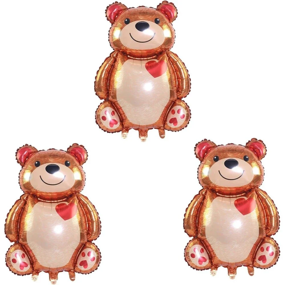 3 Pack Valentine's Big Bear Foil Balloon, Love Bear Balloon, Valentine's Party